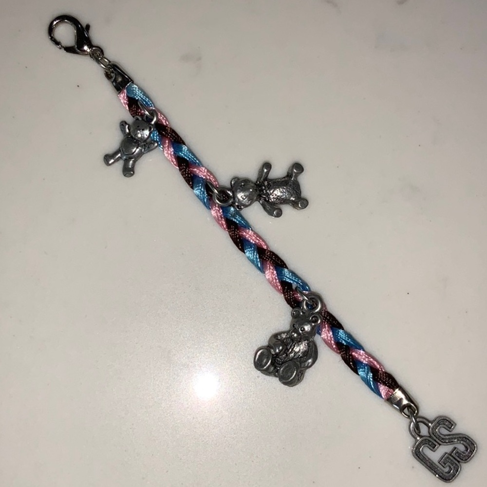 Girl Scout Brownie Backpack Braided Charm Dangle 3 Little Bear Charms & GS Logo